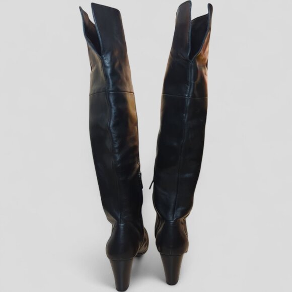 Bandolino Boots Womens size 10 Tall Black Cuffed Pirate Leather Fold Over Knee - Picture 3 of 13